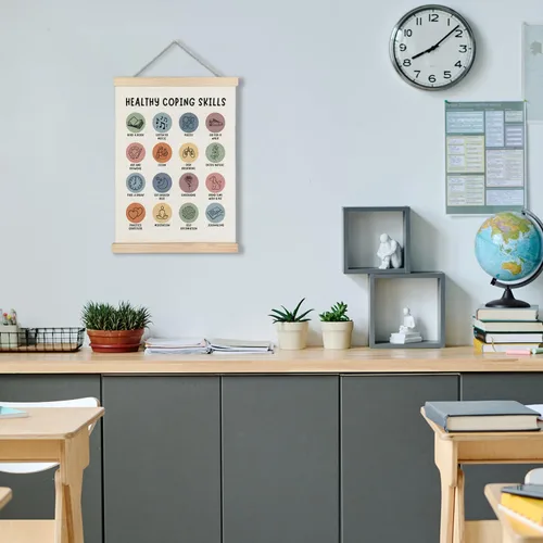 Miniatura 4 de Supwhd - Decoración terapéutica, póster bohemio de salud mental para oficina de consejero, arte de pared para el manejo del estrés y el autocuidado