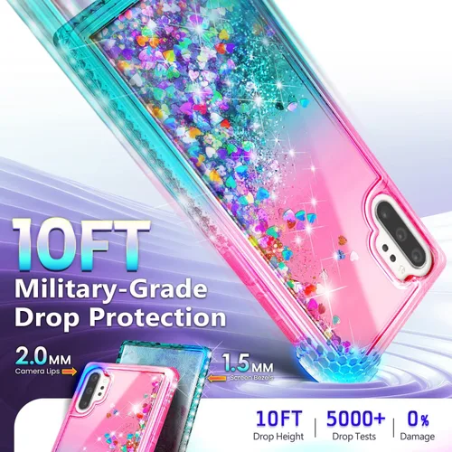 Miniatura 5 de NGB Diseñada para funda Samsung Galaxy Note 10+ (Plus), Rosa/Aguamarina Funda con Purpurina Líquida Brillante Linda para Mujeres Niñas Niños