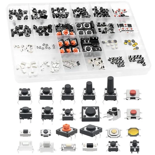 Miniatura 9 de QTETAK - Juego surtido de 200 piezas de 10 valores micro momentáneos con botón táctil