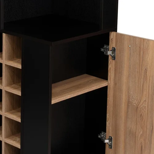 Miniatura 9 de Tuhome Kaia - Armario esquinero de bar, bar compacto con estante para vino de diez botellas, gabinete de una sola puerta, dos estantes abiertos