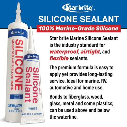 Miniatura 4 de STAR BRITE Marine Silicone Sealant - Clear 10.1 Oz - Waterproof, Durable, UV Resistant, for Fiberglass, Metal, Wood, Glass, Ceramic & More (082122)