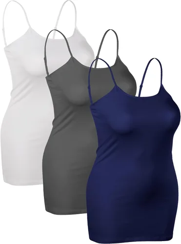 Miniatura 327 de Emmalise Camisola larga casual básica para mujer, con tirantes ajustables, top en capas