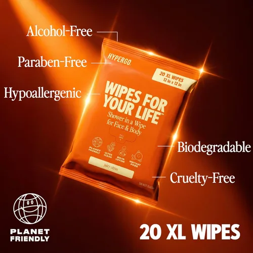 Miniatura 4 de Toallitas corporales HyperGo XL para mujeres y hombres – 30.5 cm x 30.5 cm Toallitas de limpieza corporal completas sin enjuague, 20