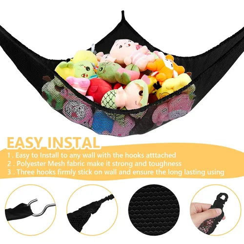 Miniatura 2 de Red o hamaca para animales de peluche, red de animales de peluche, hamaca de red de juguetes jumbo para animales de peluche, esquina de pared