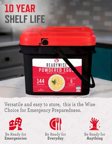 Miniatura 3 de ReadyWise Suministro de Alimentos de Emergencia - Cubo de Huevos en Polvo Liofilizados de 144 Porciones, Comidas Proteicas, Alimentos