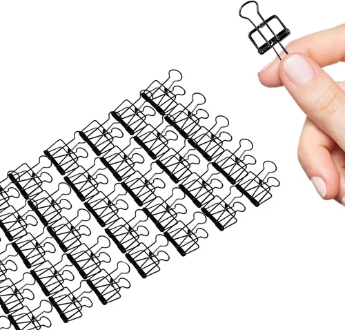 Miniatura 10 de Clips pequeños para carpeta, paquete de 96, 3/4 pulgadas, estándar de 0.748 in, negro, capacidad de 0.31 pulgadas, abrazadera plegable, clips