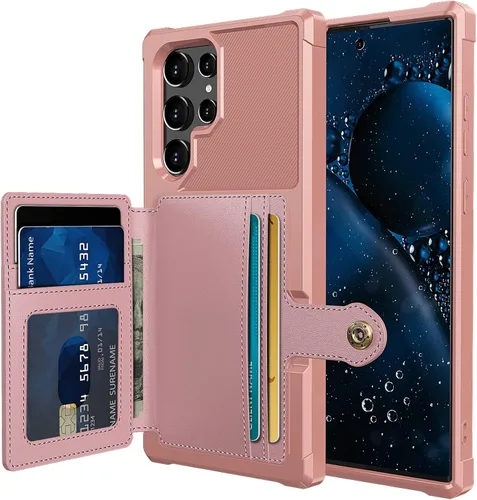 Miniatura 8 de Wefor Funda para Samsung Galaxy S22 Ultra 5G - Funda tipo cartera con bolsillos para tarjetas de piel sintética para Samsung Galaxy S22 Ultra 5G Oro