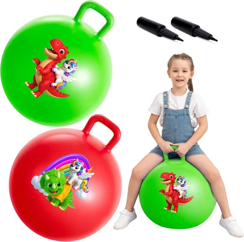 Miniatura 15 de ZOOJOY 6 pelotas saltarinas para niños de 3 a 8 años, pelota hinchable de 18 pulgadas de dinosaurio y unicornio con asas, juguetes saltarines