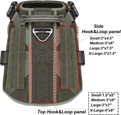 Miniatura 6 de ICEFANG - Arnés táctico para perro, talla L, 2 hebillas de metal, chaleco para transportar carga, ligero y modular (MOLLE) con mango, clip de correa