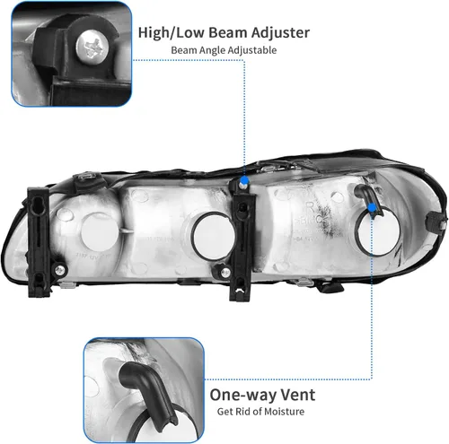 Miniatura 5 de DWVO Conjunto de faros Compatible con Chevy Malibu 1997 1998 1999 2000 2001 2002 2003 Pareja de repuesto de faros delanteros
