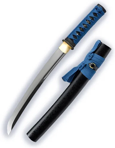 Miniatura 11 de Katana corta de espiga completa de acero al carbono Samurai japonés Tanto de acero al carbono