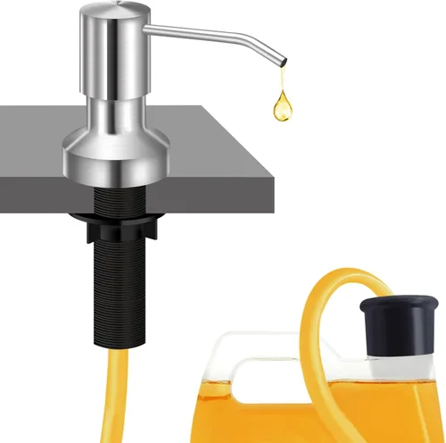 Miniatura 10 de Dispensador de jabón para fregadero de cocina, dispensador de jabón integrado para fregadero de encimera con kit de tubo de extensión de 47