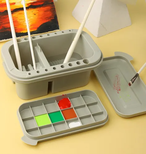Miniatura 5 de Limpiador de pinceles de pintura multifunción, soporte para lavadora y organizadores con paleta para acrílico, acuarela y pinturas a base de agua