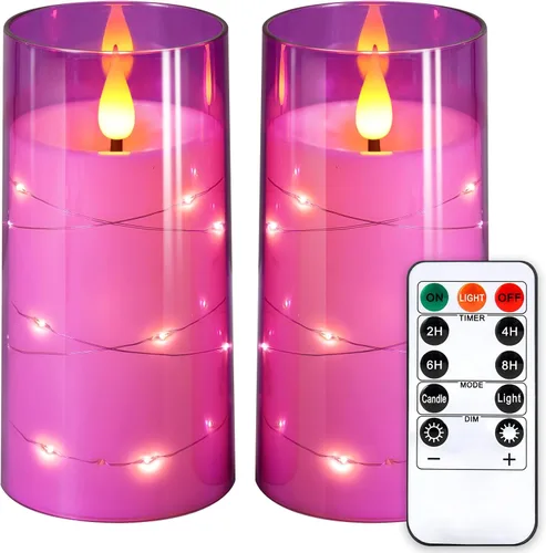 Miniatura 12 de NURADA Velas parpadeantes sin llama: luces de cadena de estrella incorporadas, velas LED de mecha 3D acrílicas que funcionan con pilas, con control