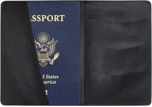 Miniatura 2 de Kuizee Funda para pasaporte, funda para pasaporte, funda de cuero tipo cartera de 4.5 x 6.5 pulgadas, Estilo1, Cartera de viaje