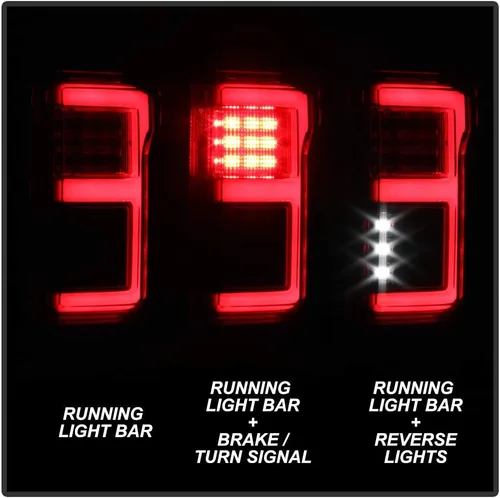 Miniatura 7 de ACANII - Para 2015 2016 2017 Ford F150 camión w/sensor de punto ciego rojo claro completo LED luz tubo luces traseras lámparas de freno