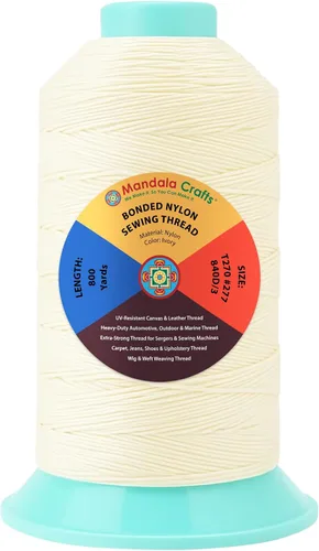 Miniatura 326 de Mandala Crafts - Hilo de nailon para coser cuero, tapicería, mezclilla y para trenzar el pelo; resistente, 1500 yardas, tamaño 69 T70 Marrón