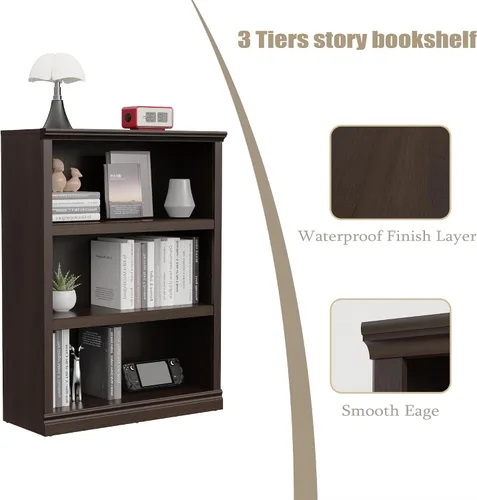 Miniatura 4 de Bevfint - Estantería alta de 43 pulgadas, estantería de 3 niveles con almacenamiento abierto, 33 pulgadas de ancho, mueble de interior de pie
