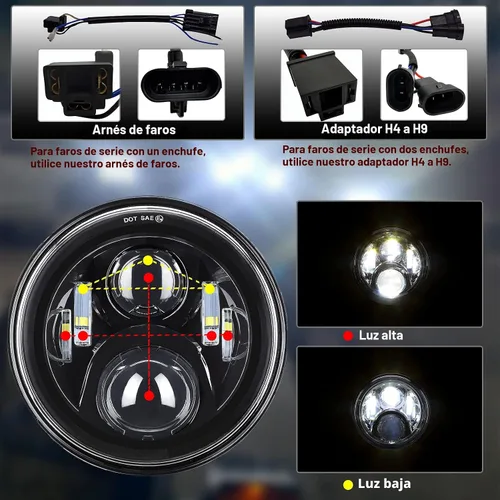 Miniatura 2 de AlyoNed Faro LED de 7 pulgadas para motocicleta 4.5" Luces antiniebla de paso Kit DOT Compatible con Harley Davidson Fat Boy Street Glide Heritage