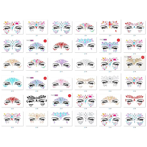 FACEGEM LONDON Gemas Faciales Adhesivas con Purpurina Calcomanía de Tatuaje de Joyas Gemas de Festival Fiesta Rave Maquillaje Corporal 100 PIEZAS