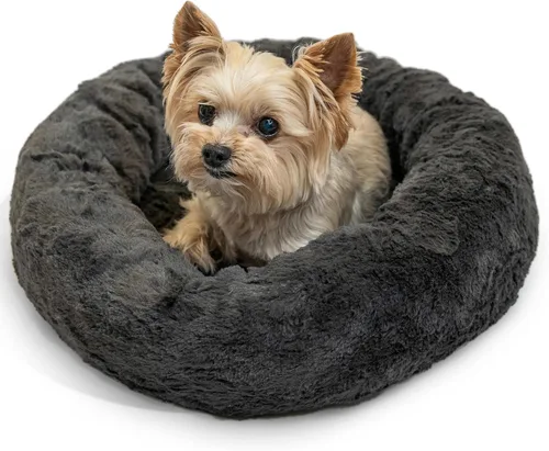 Miniatura 58 de Best Friends by Sheri - The Original Calming Donut - Cama calmante en forma de dona para perros y gatos - Pelo corto, gris, S, 23 x 23 pulgadas Gris