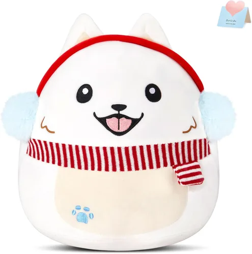Miniatura 8 de Almohada de felpa para perro samoyedo de Navidad 2026, lindos peluches de cachorros, juguete de regalo de Navidad para niños y niñas, decoración