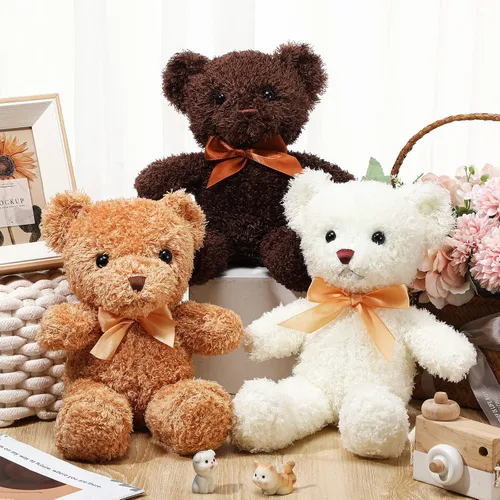 Miniatura 3 de HyDren Paquete de 12 Osos de Peluche Animales de 12 Pulgadas, Lindos Juguetes de Peluche a Granel con Corbatines de Lazo, Osos Suaves para Baby