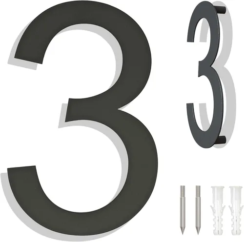 Miniatura 14 de Números grandes de acero inoxidable de 8 pulgadas, número de puerta de dirección de casa moderno negro para exterior, fácil de instalar, negro mate