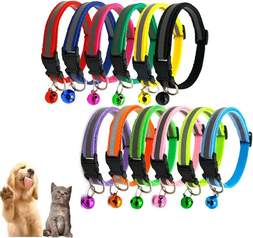 Miniatura 8 de Love Dream Collares de identificación para cachorros, 12 collares ajustables con campana para cachorros recién nacidos y gatitos, fácil