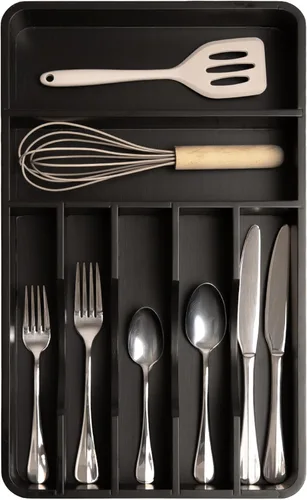 Organizador de cubiertos KitchenEdge - Organizador para cubertería, cubiertos, y utensilios para cajones de cocina, ancho fijo de 10.5”, 7