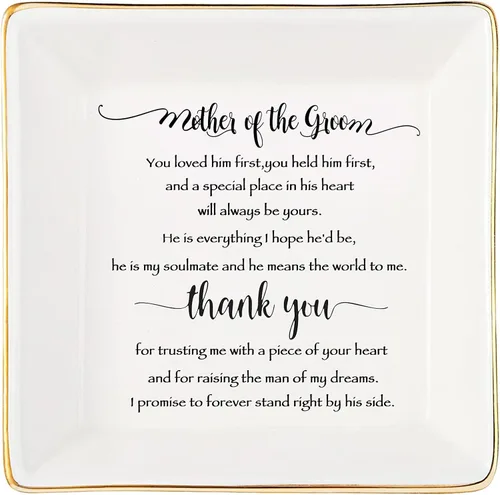 Regalos para la madre del novio de parte de la novia, lo amaste primero, You Held Him First Thank You Gift for New Mom: bandeja de cerámica para