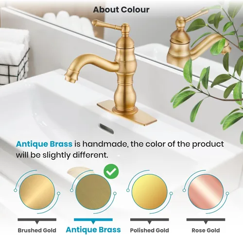 Miniatura 8 de gotonovo Grifo de lavabo de baño con 1 agujero, mango individual, grifo de tocador giratorio de 360°, grifo mezclador de lavabo a juego, desagüe