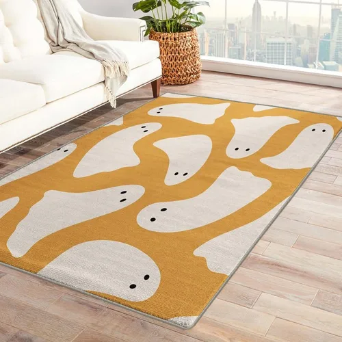 Miniatura 9 de Alfombras de araña para dormitorio, sala de estar, alfombra de tela de araña de Halloween de 3 x 4, lavable, antideslizante, suave, alfombra de área