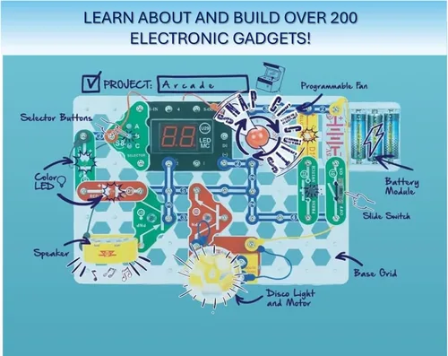 Miniatura 4 de Snap Circuits “Arcade”, Kit de exploración electrónica, actividades STEM para mayores de 8 años, manual de proyecto a todo color (SCA-200)