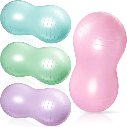 Miniatura 7 de Libima 4 Pcs Peanut Ball 34x16 Inch Inflatable Sensory Pregnancy Yoga Exercise Bounce Ball Sport Balance Sitting Stability Fitness Balls with Pump