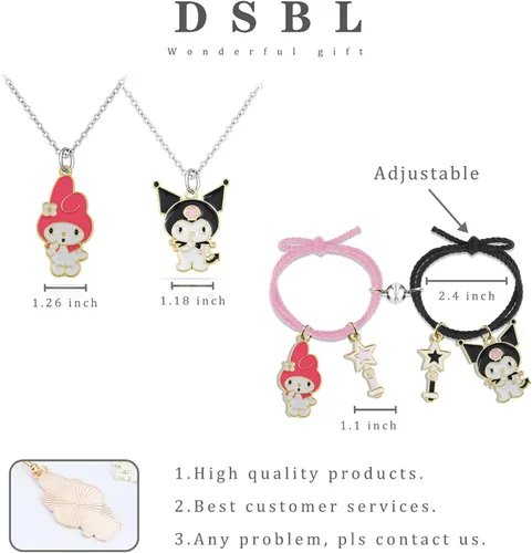 Miniatura 7 de Pulseras magnéticas de dibujos animados para parejas atracción mutua lindo collar de gatito Acero inoxidable multicolorfantasía