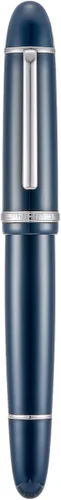 Jinhao X159 Pluma estilográfica azul oscuro acrílica, tamaño 8 con punta fina, borde plateado, diseño clásico, pluma de escritura suave con Azul