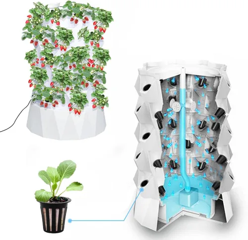 Sistema de cultivo de torre hidropónica, equipo de torre aeropónica de cultivo vertical para hierbas, frutas y verduras de interior con adaptador de