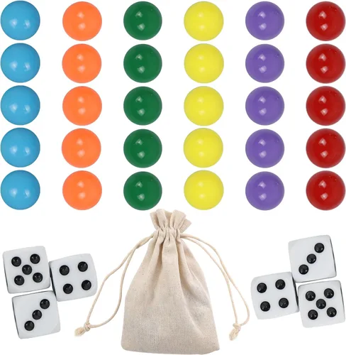 Wahoo - Canicas de 0.551 in, 30 canicas de 0.55 pulgadas para juego de mesa Wahoo, incluye bolsa de almacenamiento y dados (0.55 pulgadas/0.551 in)