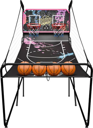 Miniatura 12 de JupiterForce Juego de Arcade de Baloncesto Plegable para Interiores, Máquina de Juego de Arcade de Canasta de Baloncesto Electrónica de Doble Tiro