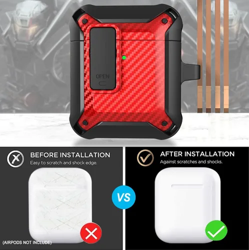 Miniatura 6 de Funda mejorada para Airpod con bloqueo seguro para hombres con kit de limpieza, funda protectora a prueba de golpes para Apple AirPod 2 y 1, fundas