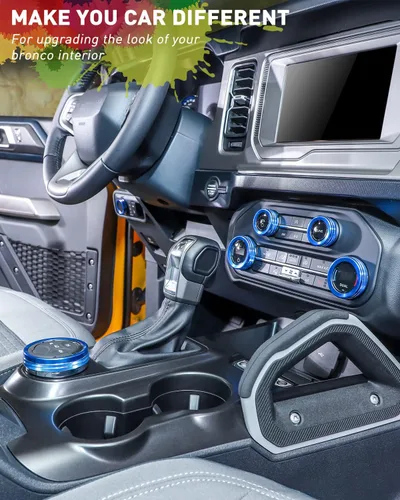 Miniatura 2 de Savadicar CKT01 Billet - Juegos de molduras de perillas de control de aluminio billet, faros/4WD/HVAC, biseles de anillos de perillas de control