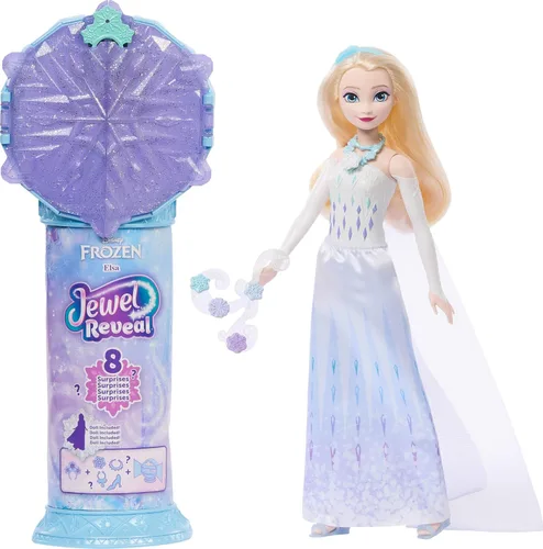 Miniatura 8 de Mattel Disney Frozen Muñeca de moda Anna con accesorios y 8 sorpresas, incluyendo caja de gemas de copos de nieve, anillo para niños y 9 piezas