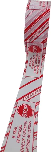 Miniatura 2 de iMBAPrice IC-2M-SS-TAPE-2PK - Cinta de sellado de letreros de parada - Mensaje preimpreso "SI Seal is Broken Check Contents Before Accepting" 2
