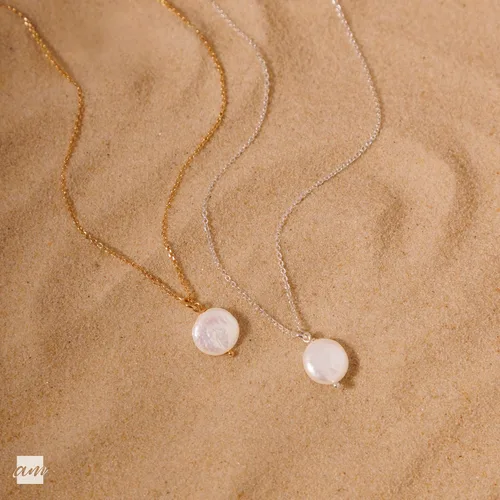 Miniatura 3 de Amberta Collar de perlas de agua dulce de plata de ley 925 para mujer