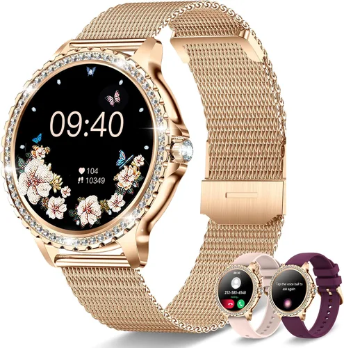 Relojes inteligentes para mujer (llamada/respuesta de llamada) 1.32 pulgadas HD reloj de mujer con ritmo cardíaco sueño rastreador de fitness con