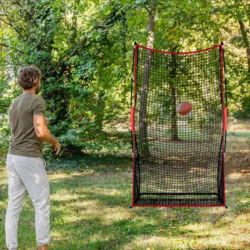 Miniatura 7 de Red de tiro de fútbol para patadas – Base de hierro resistente de 4 x 7 pies para práctica de patio trasero, entrenamiento portátil de mariscal