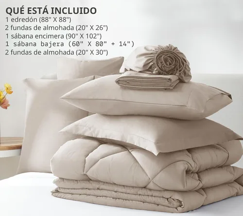 Miniatura 6 de CozyLux Juego de edredón tamaño queen de lino - Ropa de cama en una bolsa tamaño queen de 7 piezas, juego de cama suave de lujo para todas