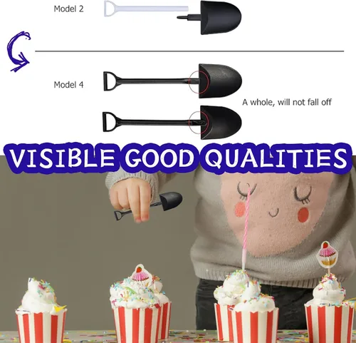 Miniatura 3 de OaaXbbECco Cucharas de postre plásticas desechables lindas de la novedad de la forma de la pala (50)