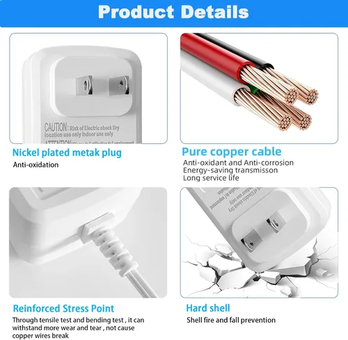 Miniatura 5 de Adaptador de fuente de alimentación de 24 V 1 A, color blanco con 5 puntas, 24 W CA 100-240 V a CC 24 voltios, conmutación clase 2 para tira de luz